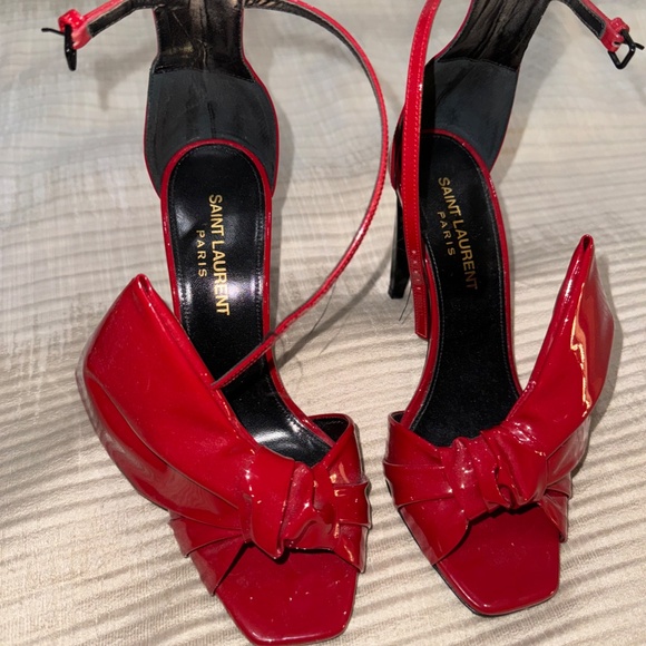 Saint Laurent Freja Patent Sandal with Large Bow (Red) - Picture 2 of 5